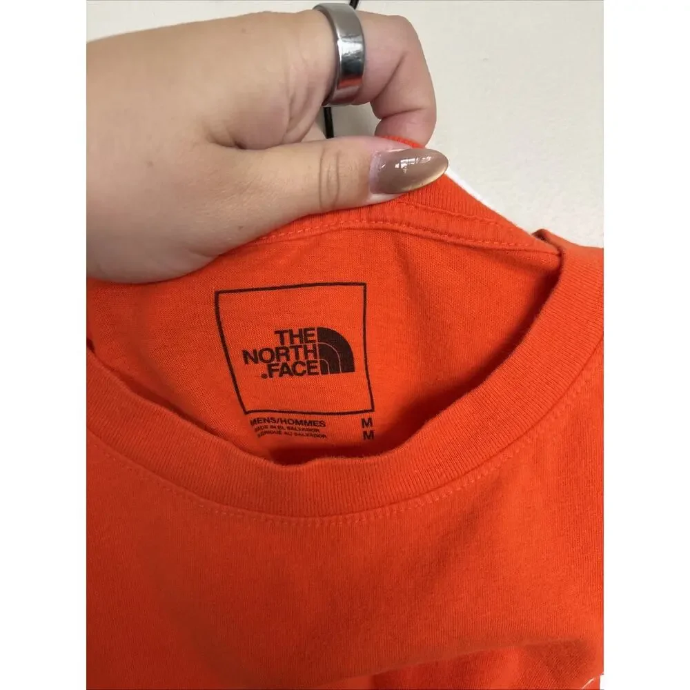 The North Face Men’s Medium Orange Long Sleeve Logo Graphic T-Shirt Cotton